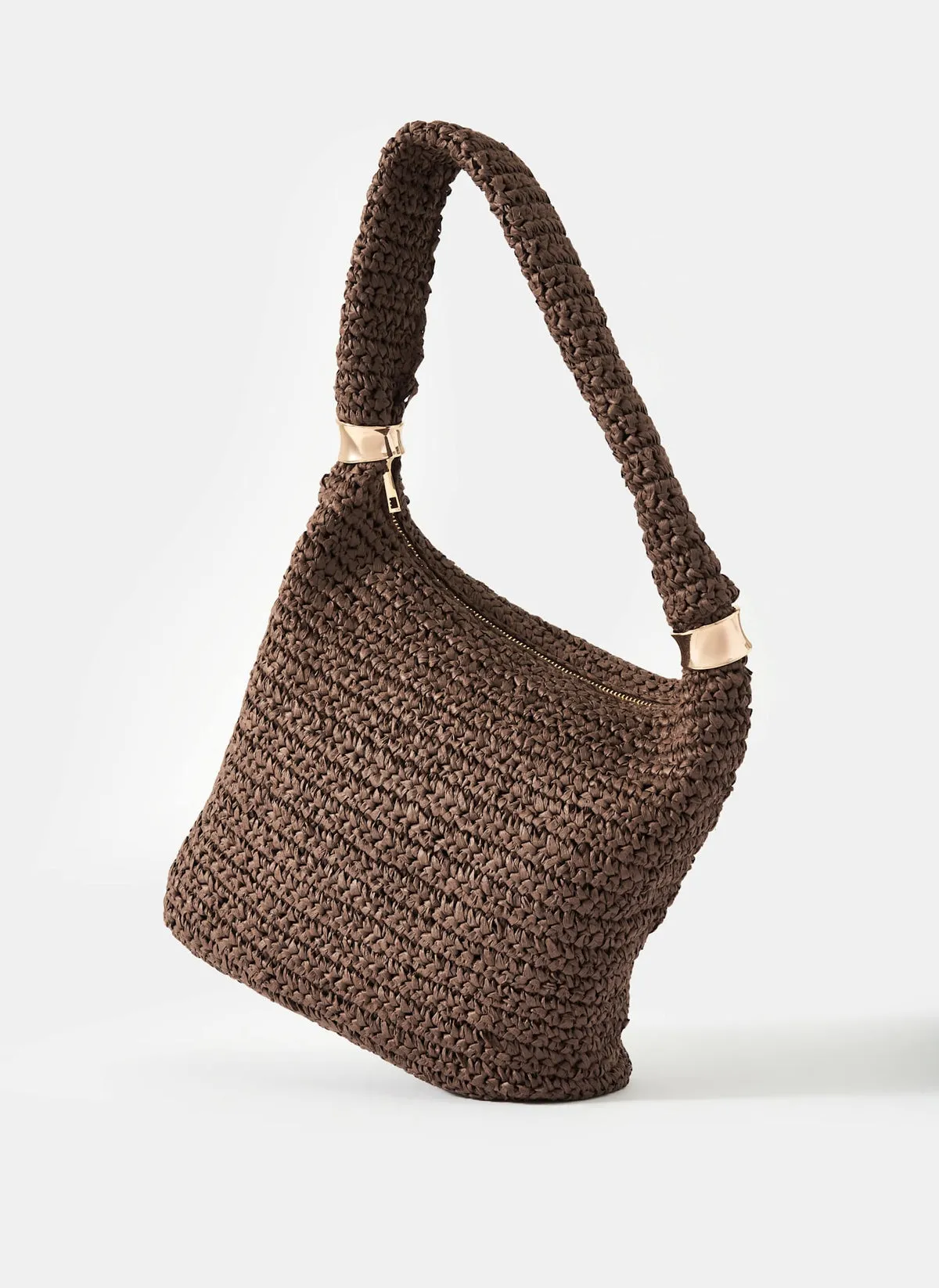 Brown Woven Shoulder Bag