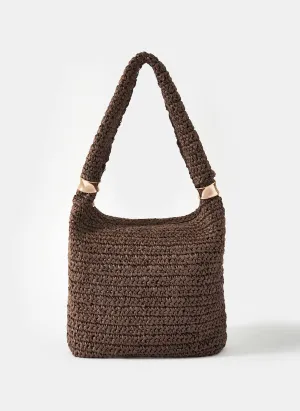 Brown Woven Shoulder Bag
