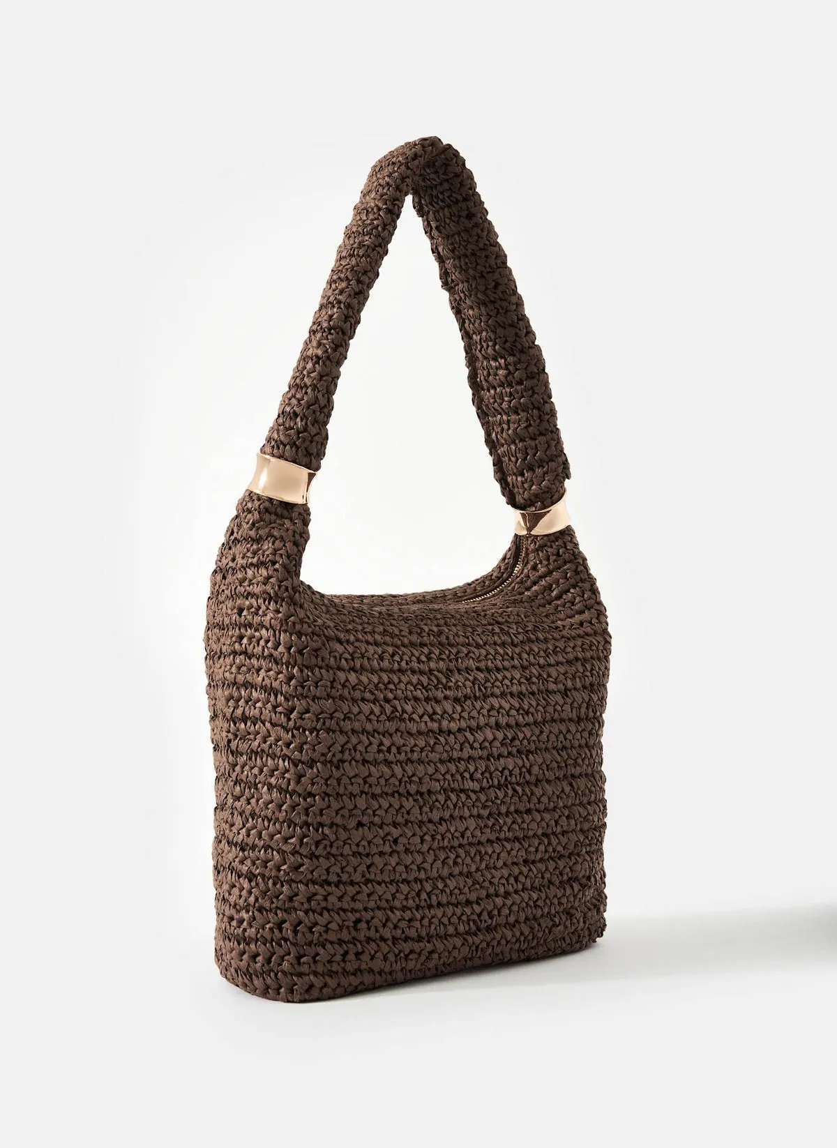 Brown Woven Shoulder Bag