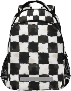 Brush Stroke Check School Backpack for boys girls Bookbag for College Travel Backpacks with Laptop Compartment