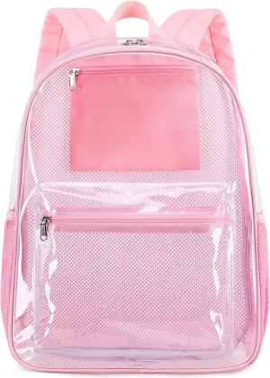 BTOOP Clear Backpack for School Kids Girls with Clear Lunch Box Large See Through Book Bags Heavy Duty Transparent Plastic Backpacks for Teens Women Work Stadium