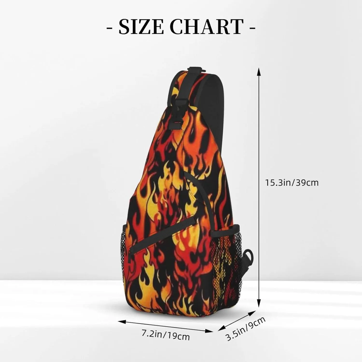 Burning Red Flame Chest Bag Shoulder Bag, Flame Sling Backpack Casual Travel Bag For Men And Women
