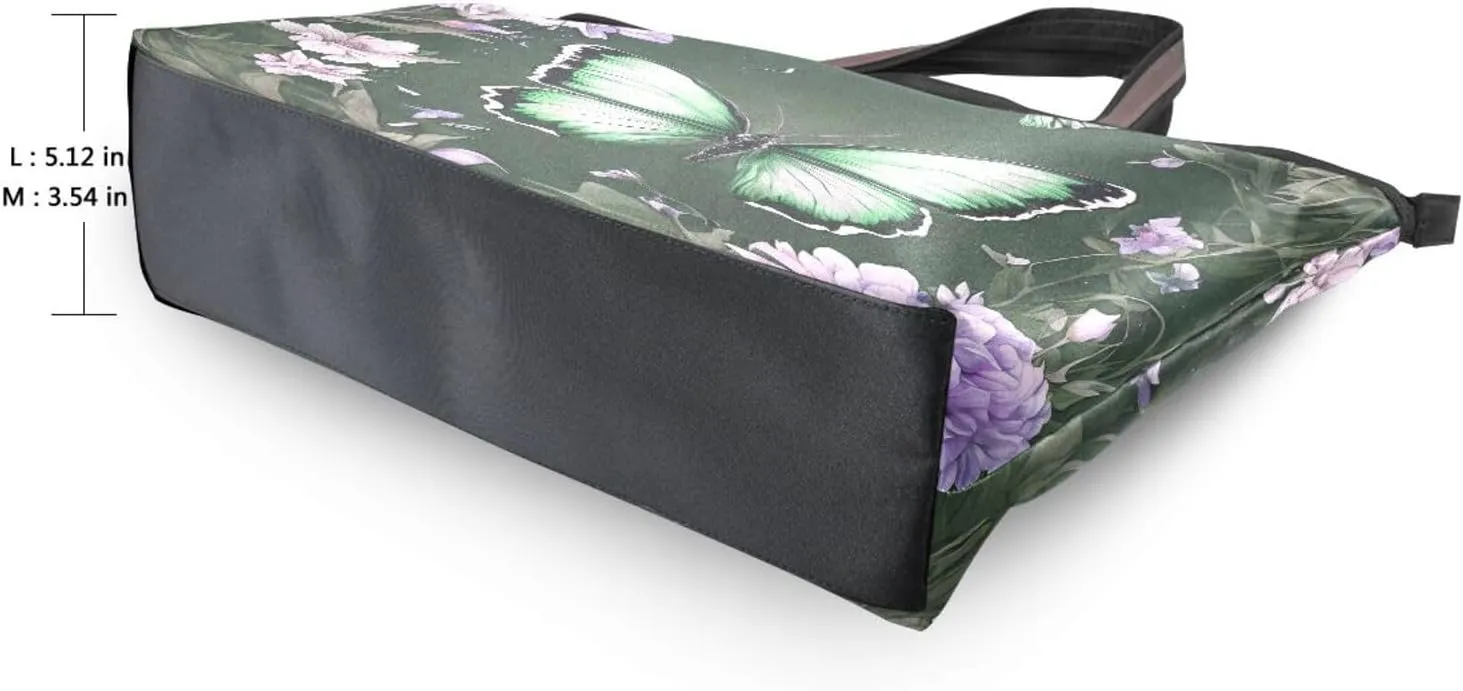 Butterfly Tote Bags for Women Purses and Ladies Work Handbags Medium 2 Size Shoulder Bags with Zipper Pockets