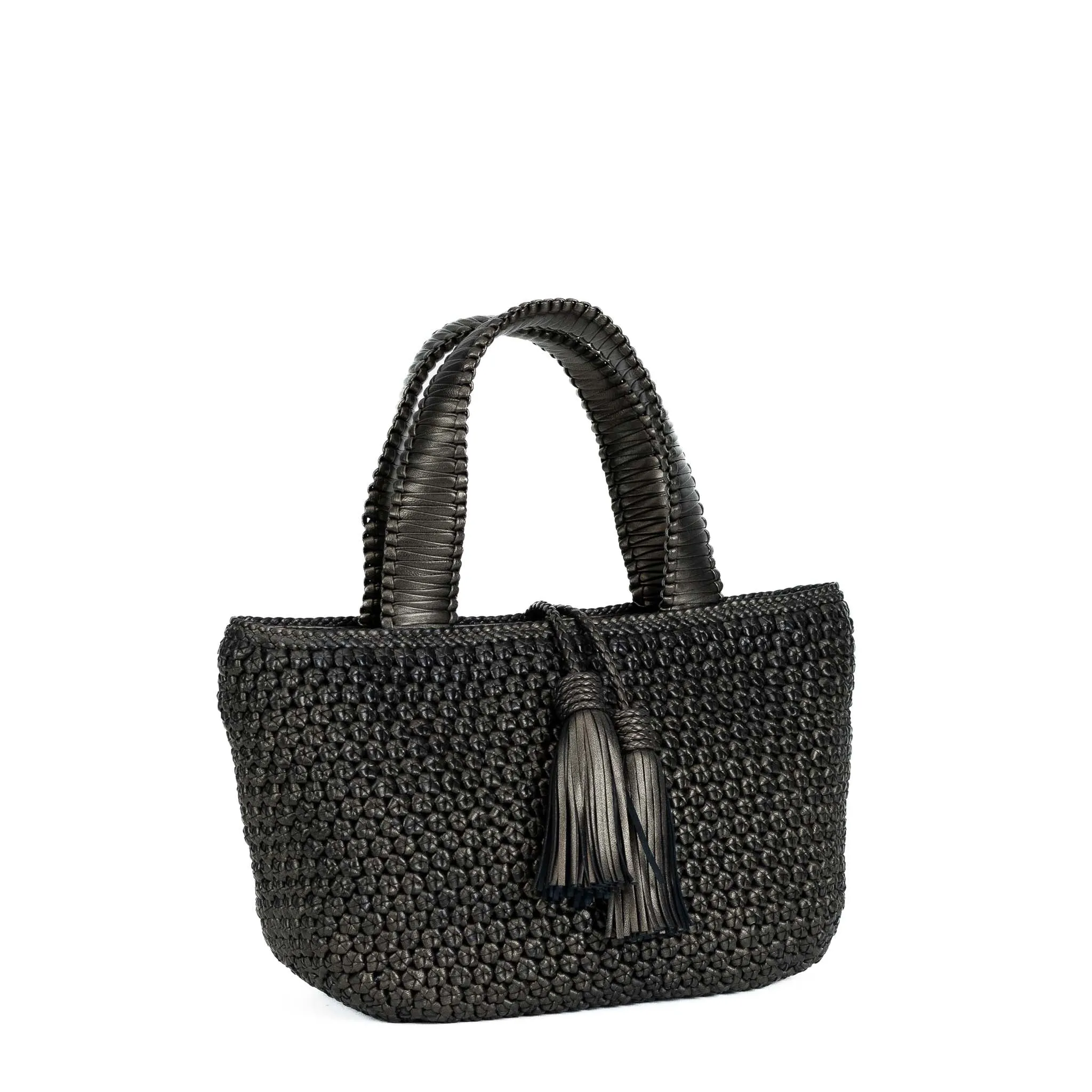 CA 1332 - OCTO TOP HANDLE BAG - METALLIC PEWTER