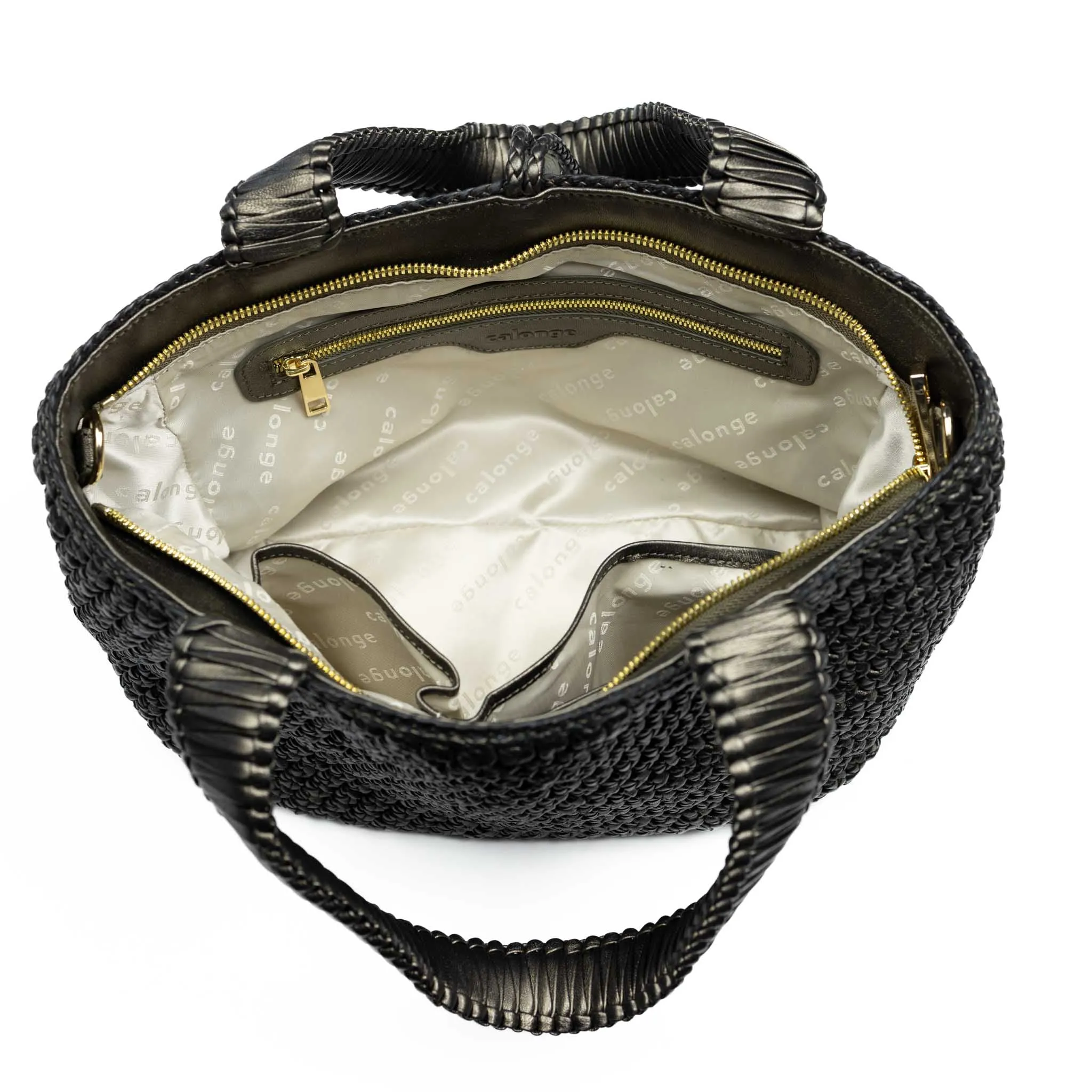 CA 1332 - OCTO TOP HANDLE BAG - METALLIC PEWTER