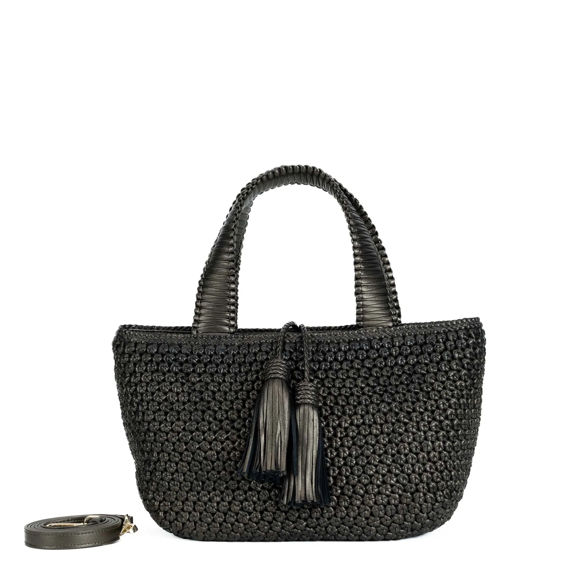 CA 1332 - OCTO TOP HANDLE BAG - METALLIC PEWTER
