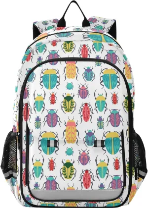 Caikeny Kids Backpack Beetle Flowers School Backpacks Colorful School Bags Shoulder BookBags Elemetary for Boys Girls Students