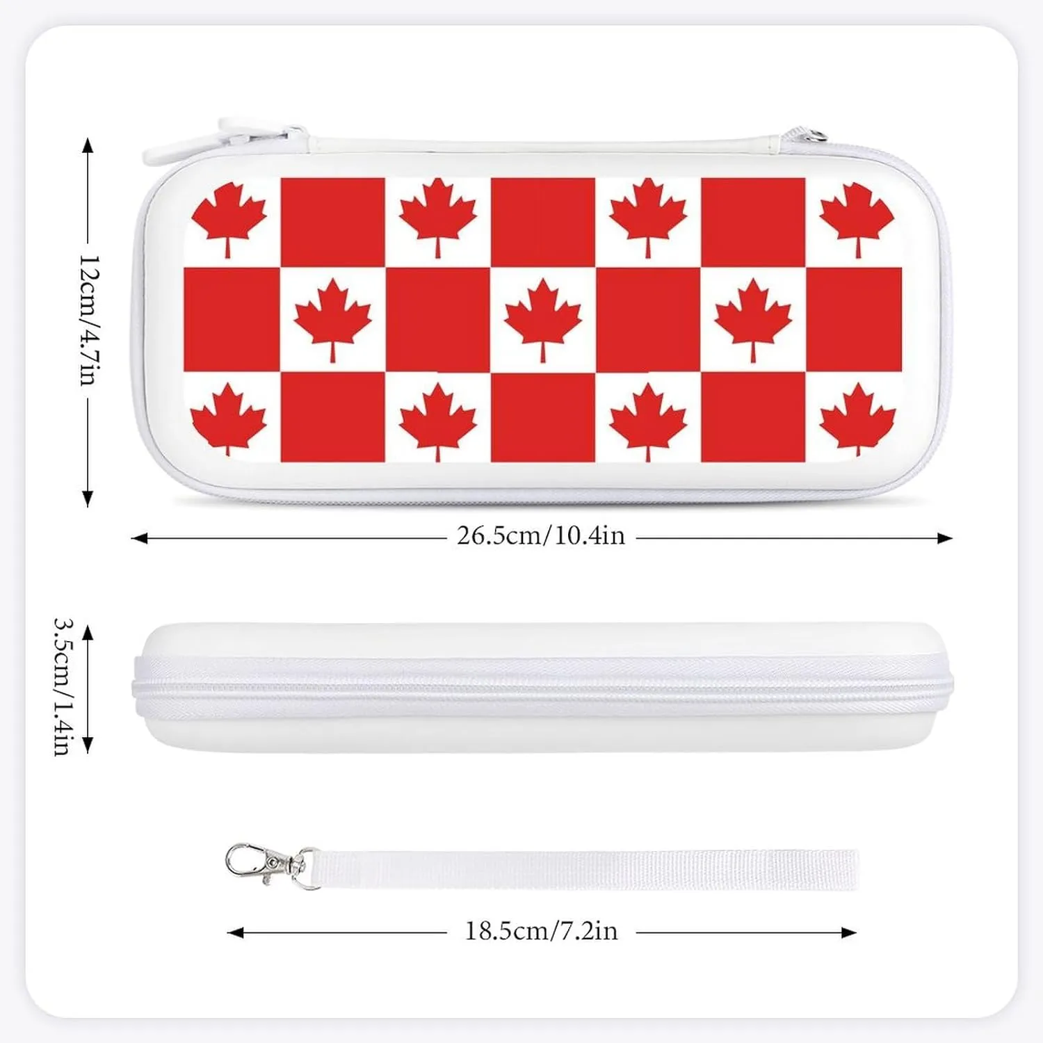 Canadian Flag Canada Leaf Compatible with Switch Carrying Case Hard Travel Game Bag Pouch with 15 Games Accessories