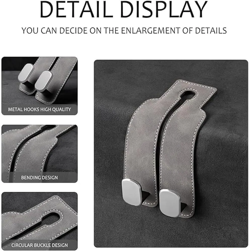 Car Hooks for Subaru Ascent 2018-2024, Car Seat Hooks Stylish Back Seat Hanger Multifunctional Interior Car Accessories,2pcs Grey