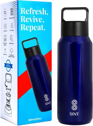 Carbonated Sports Water Bottle - 20 Oz, Leak Proof - Stainless Steel, Gym & Sports Bottles for Men & Women, Double Walled & Vacuum Insulated With Dishwasher Safe, Pack of 1 (Blue)