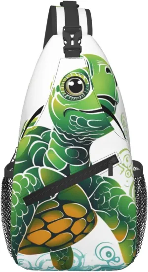 Cartoon Turtle Pattern Sling Bag Backpack For Men Cross Chest Bag Crossbody Shoulder Bag Travel Hiking Daypack