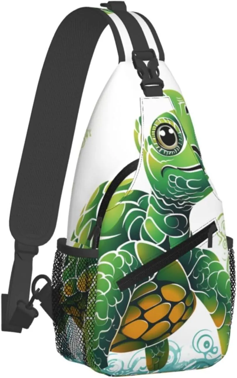 Cartoon Turtle Pattern Sling Bag Backpack For Men Cross Chest Bag Crossbody Shoulder Bag Travel Hiking Daypack