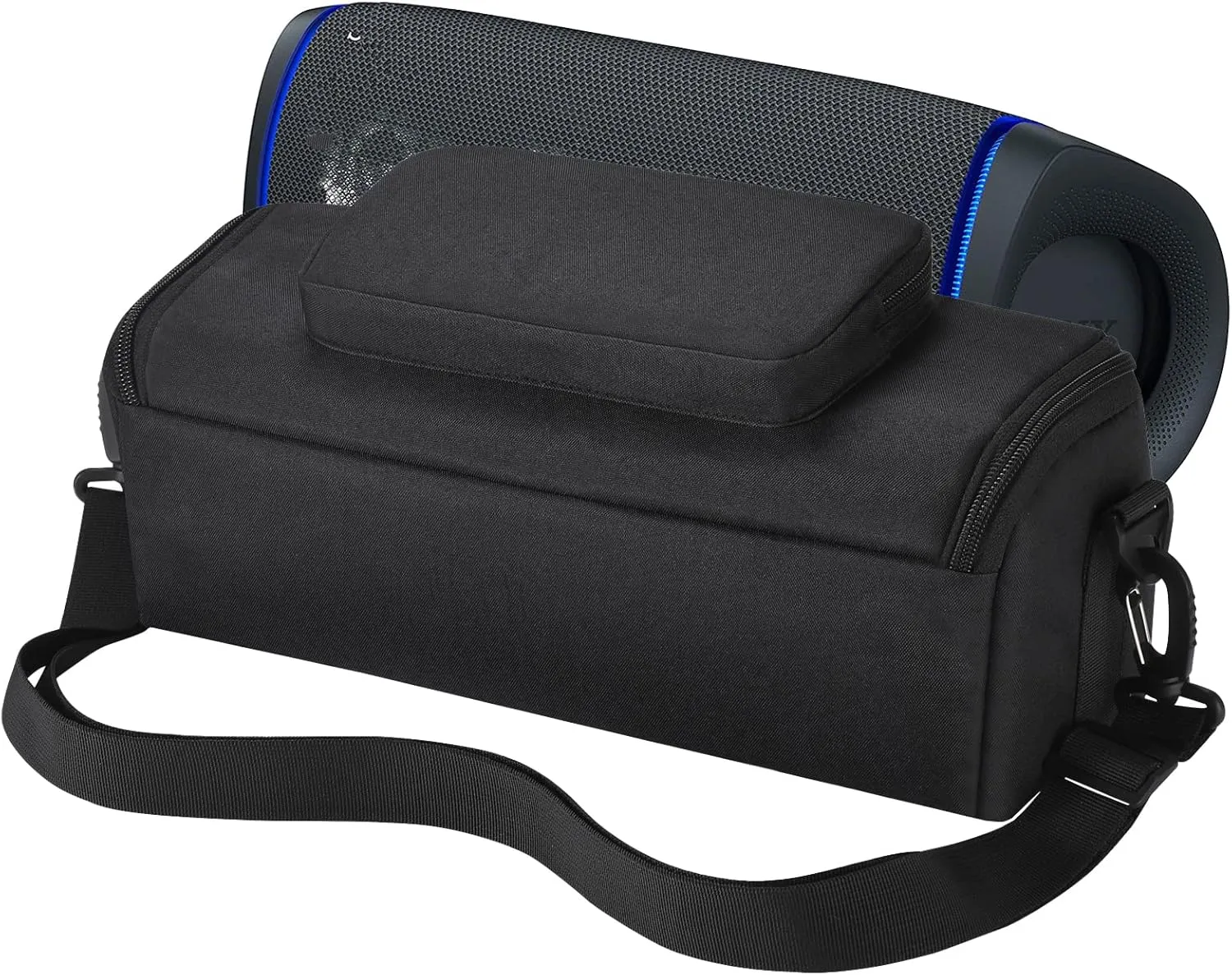 Case Tote Bag for Sony SRS-XB43 EXTRA BASS Wireless Bluetooth Powerful Portable Speaker,SRS-XB43 Rugged Shoulder Bag,Extra Storage Pocket for Charger,Cable,Phone and Accessories(Black)