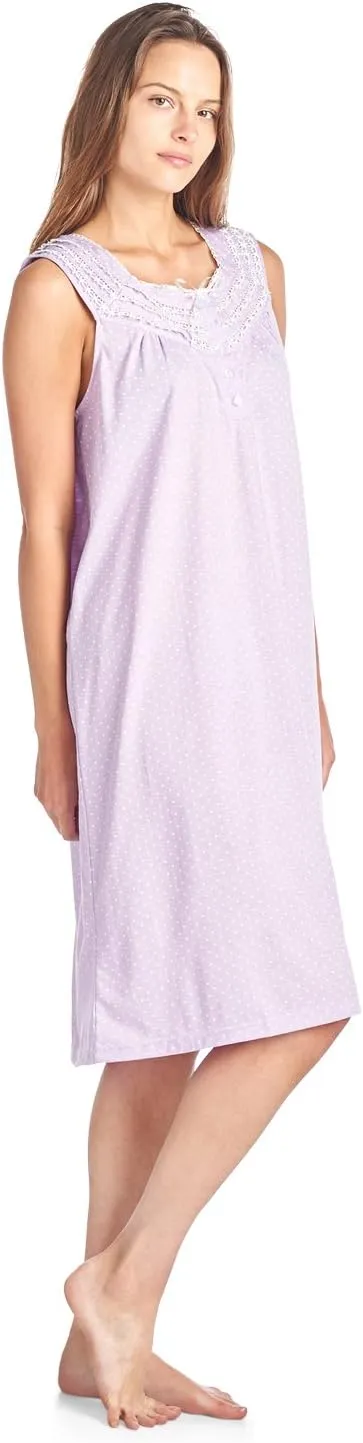 Casual Nights Women's Fancy Lace Trim Sleeveless Nightgown