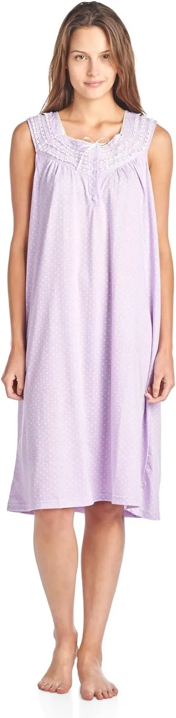 Casual Nights Women's Fancy Lace Trim Sleeveless Nightgown