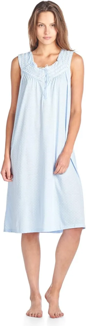 Casual Nights Women's Fancy Lace Trim Sleeveless Nightgown