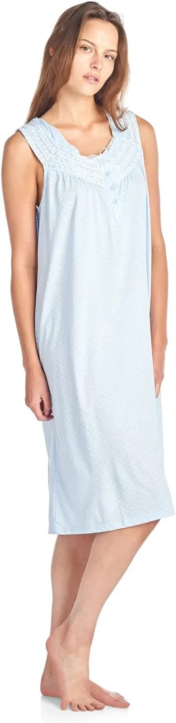 Casual Nights Women's Fancy Lace Trim Sleeveless Nightgown