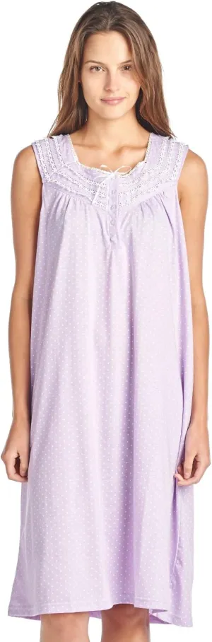 Casual Nights Women's Fancy Lace Trim Sleeveless Nightgown