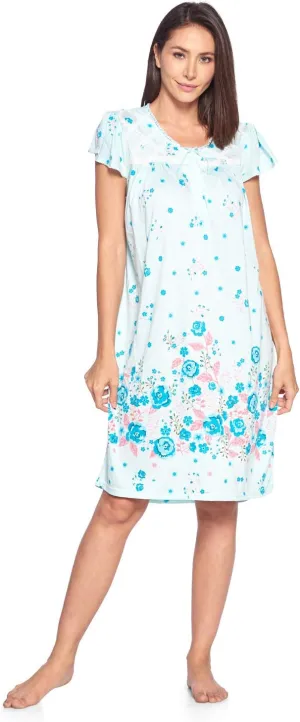 Casual Nights Women's Smocked Lace Short Sleeve Nightgown