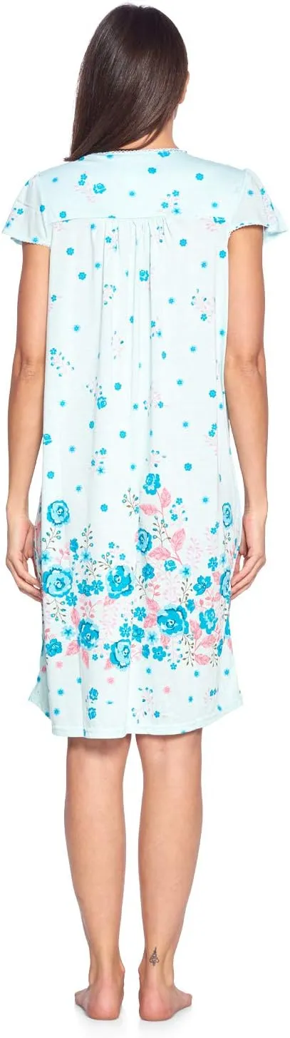 Casual Nights Women's Smocked Lace Short Sleeve Nightgown
