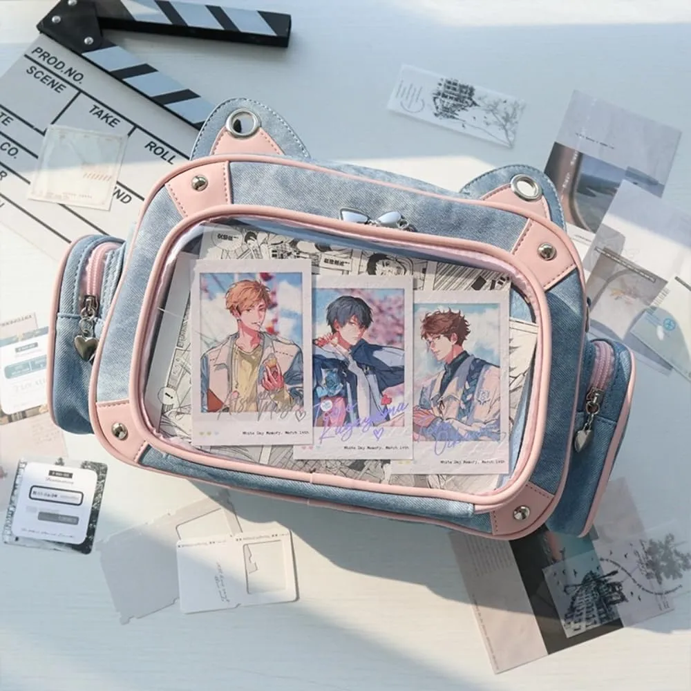 Cat Ita Bag Pin Display Backpack for School Preppy Backpack for Girls Ita Crossbody with Insert Shoulder Bag
