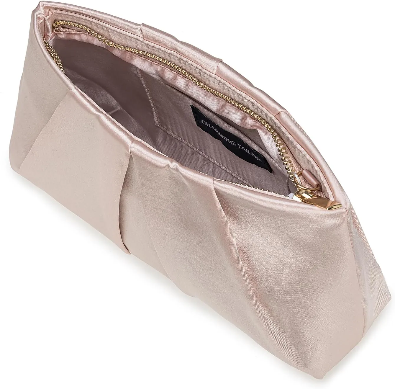 CHARMING TAILOR Evening Bag Women Wedding Party Handbag Small Dressy Formal Purse Pleated Satin Clutch
