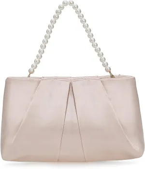 CHARMING TAILOR Evening Bag Women Wedding Party Handbag Small Dressy Formal Purse Pleated Satin Clutch