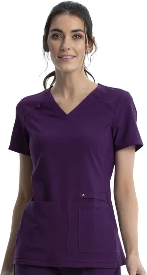 Cherokee Women's Medical Scrub Top Iflex V-Neck Knit Panel Top CK605