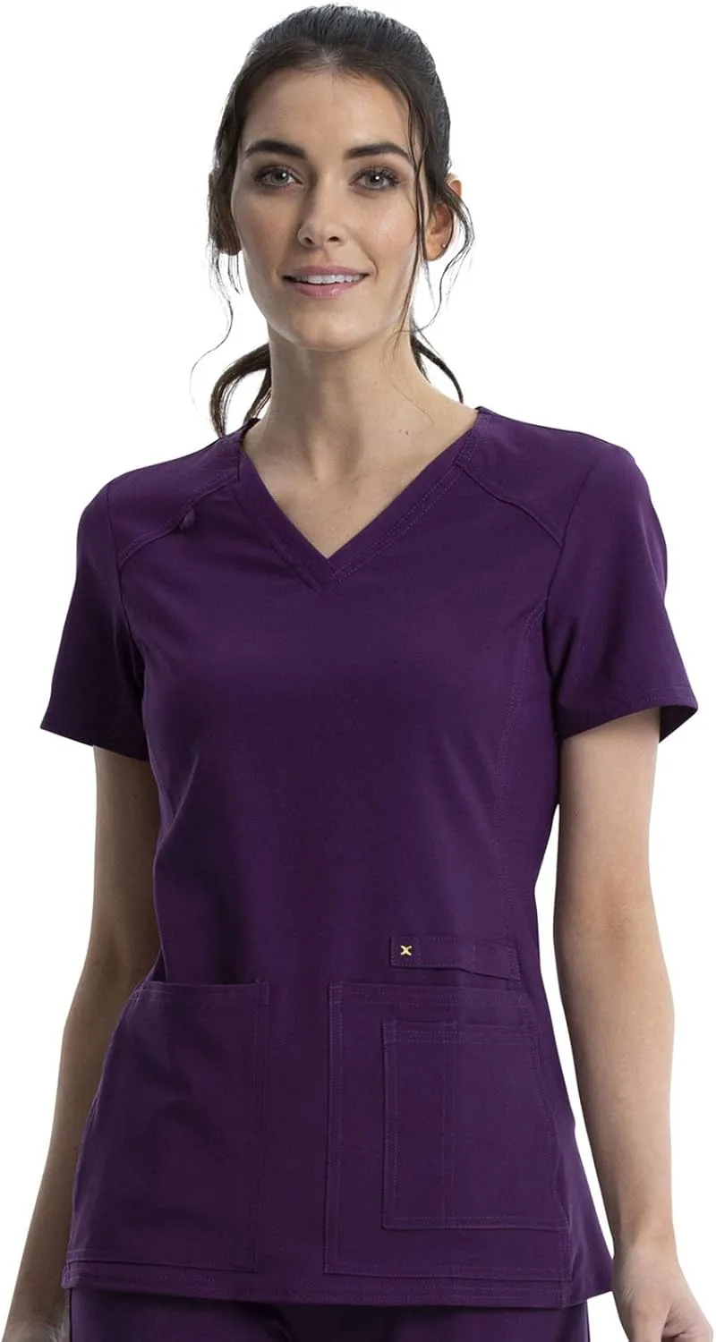 Cherokee Women's Medical Scrub Top Iflex V-Neck Knit Panel Top CK605