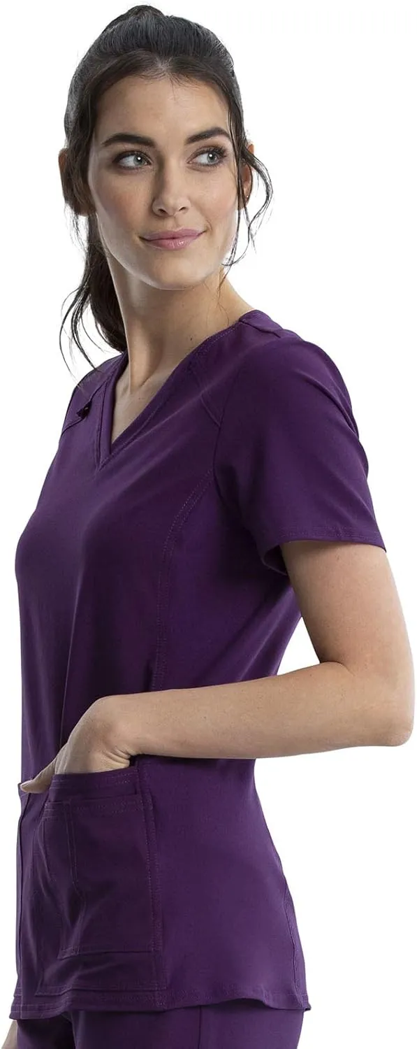 Cherokee Women's Medical Scrub Top Iflex V-Neck Knit Panel Top CK605