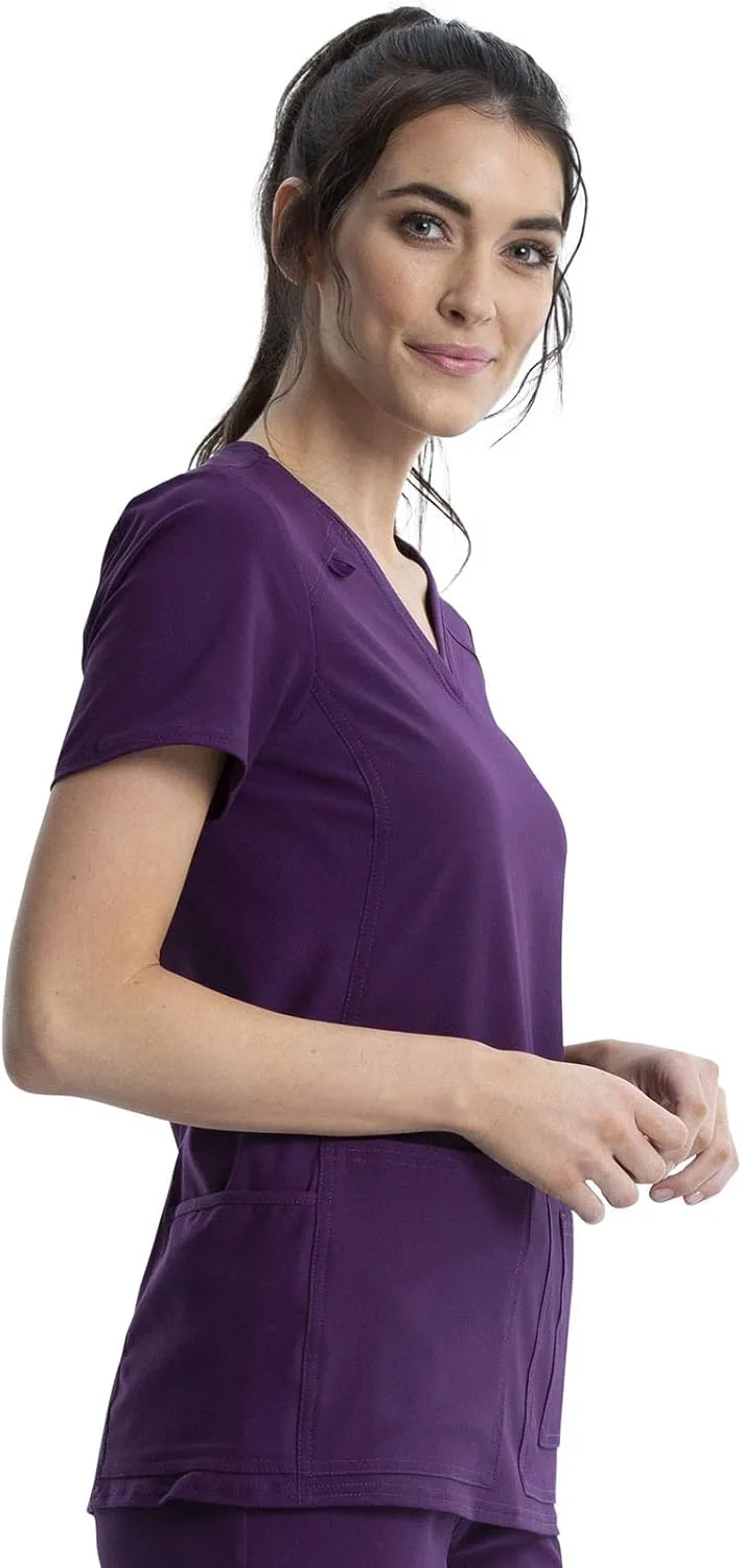 Cherokee Women's Medical Scrub Top Iflex V-Neck Knit Panel Top CK605