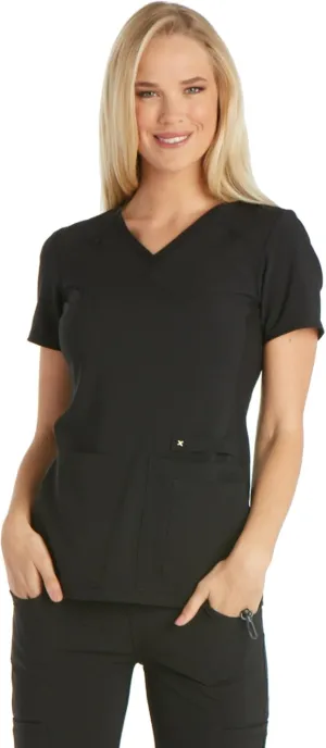 Cherokee Women's Medical Scrub Top Iflex V-Neck Knit Panel Top CK605