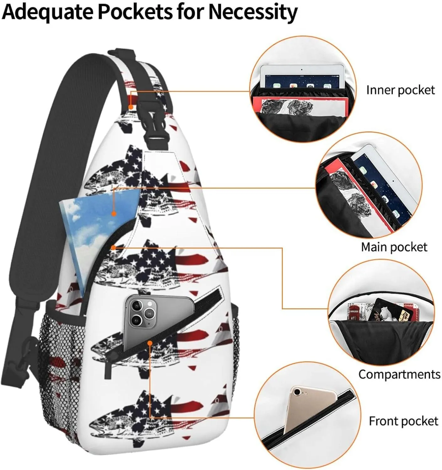 Chest Sling Bag Crossbody Shoulder Backpack Bag Gym Cycling Travel Hiking Daypack Cross Bag