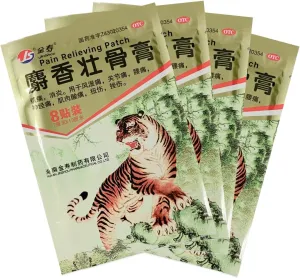 Chinese Tiger Patch - 32 Count Chinese Tiger Pain Relief Patch for Back, Neck, Shoulder, Knee Pain and Muscle Soreness, Ultra Strength, Natural Herbs, Heat Patches, 4 Packs 8 Each
