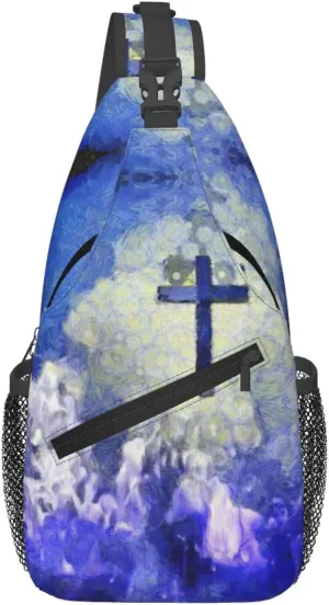 Christian Jesus Cross Crossbody Sling Backpack Fashion Jesus Sling Bag Travel Hiking Chest Bag Daypack for Men Women