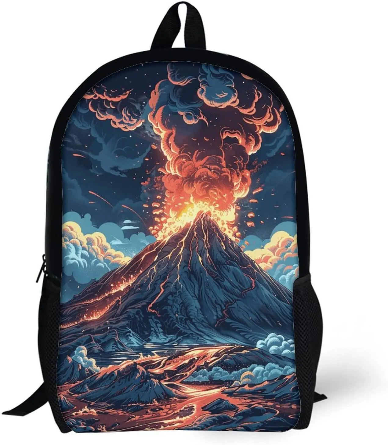 Classic 17 Inch Backpack for Women Men,Depicts A Volcano Print Cute Casual Daypack Backpacks,Basic Light Weight Back Pack,Travel Hiking Work Laptop Backpack