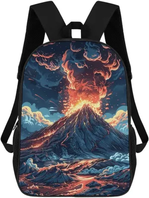 Classic 17 Inch Backpack for Women Men,Depicts A Volcano Print Cute Casual Daypack Backpacks,Basic Light Weight Back Pack,Travel Hiking Work Laptop Backpack