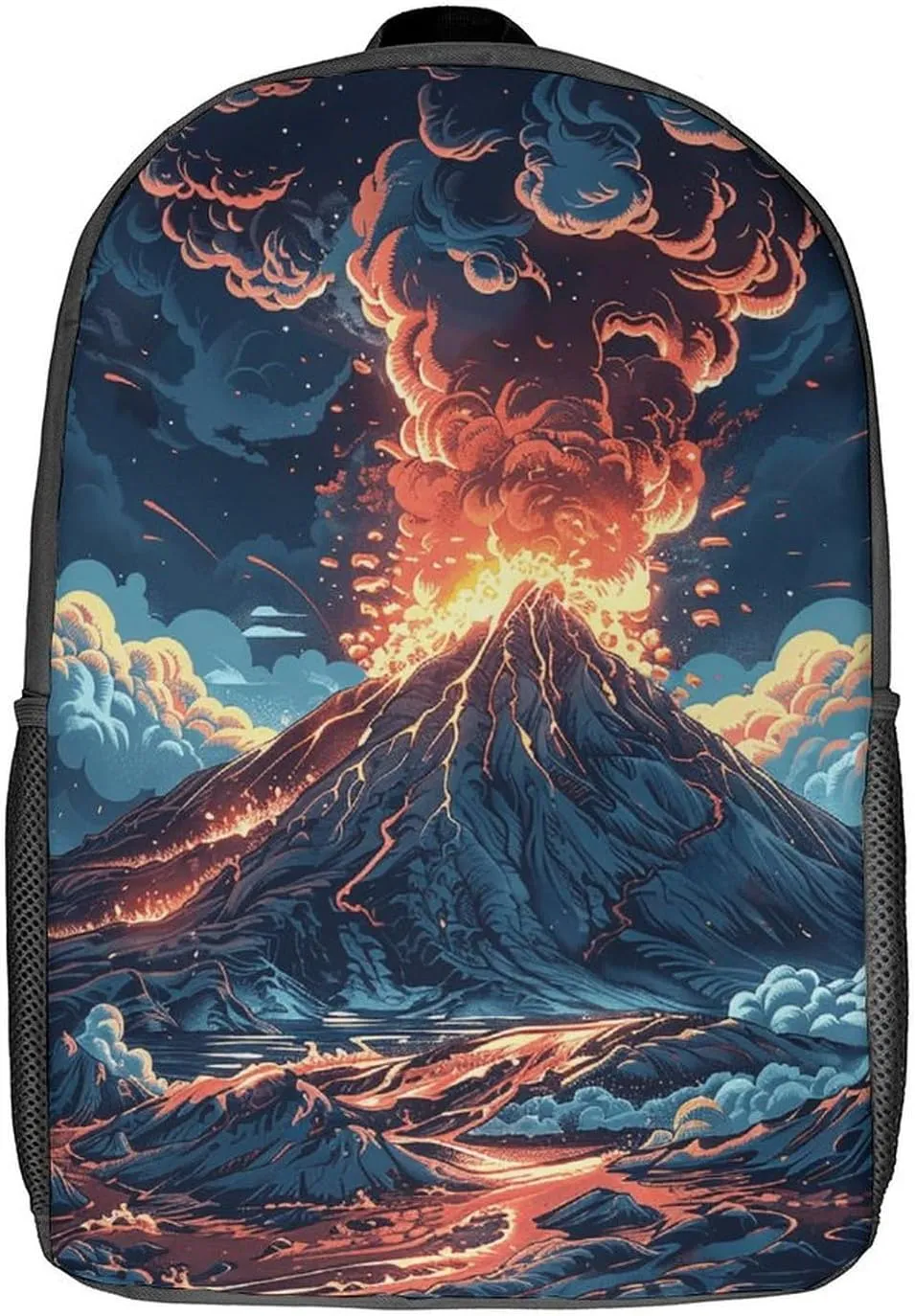 Classic 17 Inch Backpack for Women Men,Depicts A Volcano Print Cute Casual Daypack Backpacks,Basic Light Weight Back Pack,Travel Hiking Work Laptop Backpack