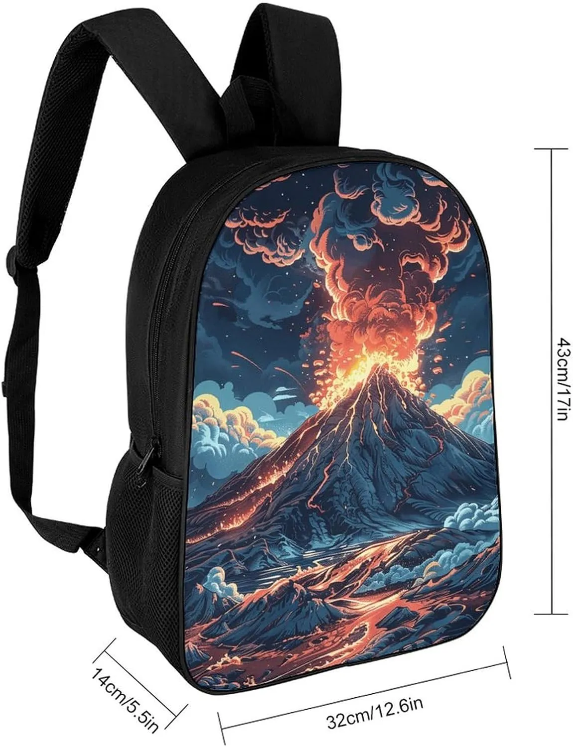 Classic 17 Inch Backpack for Women Men,Depicts A Volcano Print Cute Casual Daypack Backpacks,Basic Light Weight Back Pack,Travel Hiking Work Laptop Backpack