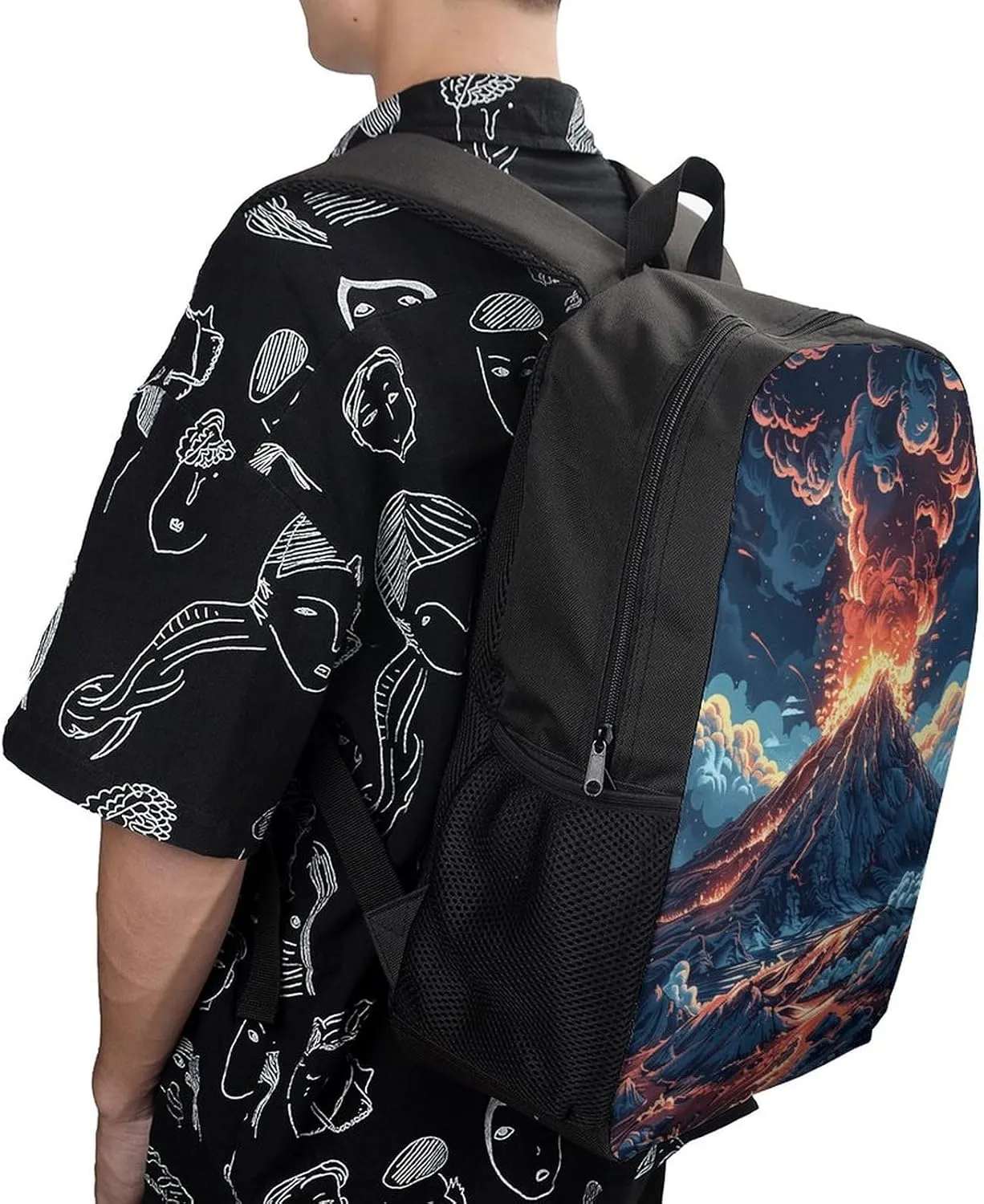 Classic 17 Inch Backpack for Women Men,Depicts A Volcano Print Cute Casual Daypack Backpacks,Basic Light Weight Back Pack,Travel Hiking Work Laptop Backpack
