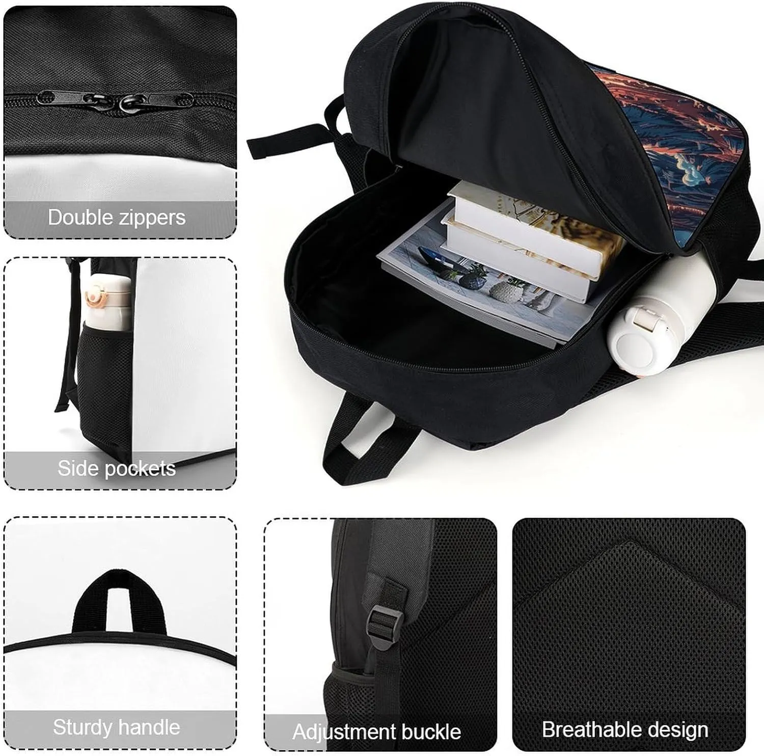 Classic 17 Inch Backpack for Women Men,Depicts A Volcano Print Cute Casual Daypack Backpacks,Basic Light Weight Back Pack,Travel Hiking Work Laptop Backpack