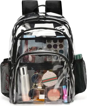Clear Backpack, Clear Bag Stadium Large See Through Bookbag Heavy Duty PVC Transparent Backpacks for School
