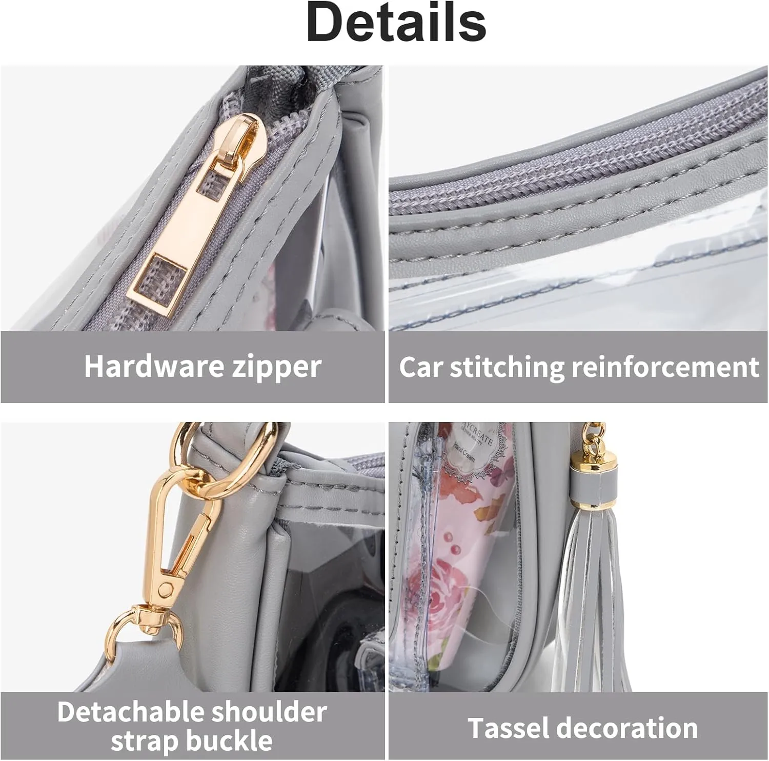 Clear Bag for Stadium Events, Clear Purses for Women, Crossbody Stadium Approved