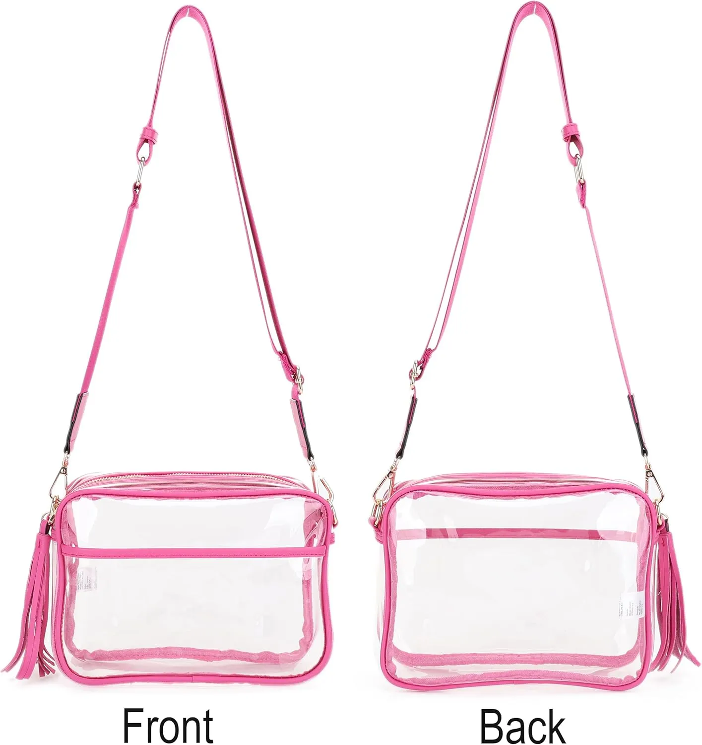 Clear Transparent Crossbody Bag for Stadium Approved Concert Events with Adjustable and Detachable Strap and Tassel