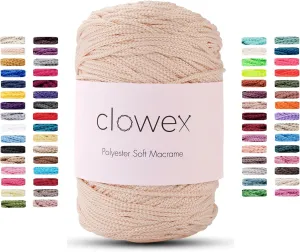 Clowex Polyester Soft Cord 2.5-3mm, 191 Yards x 1/9 Inc Turkish Polyester Rope, Braided Yarn for DIY Crafts, Plant Hanger, Wall Hanging, Macrame Bag