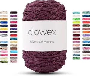 Clowex Polyester Soft Macrame Cord, 2.5-3mm, 191 Yards x 1/9 Inc Turkish Polyester Rope, Braided Yarn for DIY Crafts, Plant Hanger, Wall Hanging, Macrame Bag