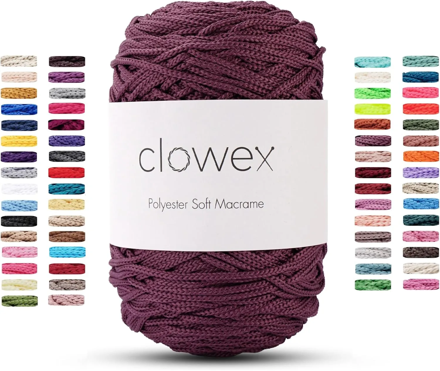 Clowex Polyester Soft Macrame Cord, 2.5-3mm, 191 Yards x 1/9 Inc Turkish Polyester Rope, Braided Yarn for DIY Crafts, Plant Hanger, Wall Hanging, Macrame Bag