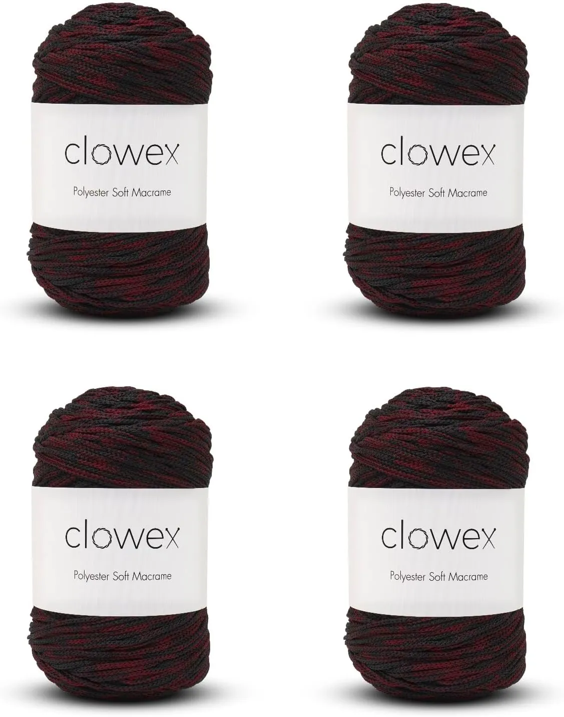 Clowex Polyester Soft Macrame Cord 2.5-3mm, 4 Skeins x 191 Yards x 1/9 inc Turkish Polyester Rope, Braided Macrame Yarn for DIY Crafts, Plant Hanger, Wall Hanging, Macrame Bag