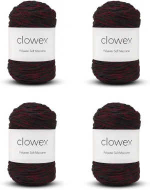 Clowex Polyester Soft Macrame Cord 2.5-3mm, 4 Skeins x 191 Yards x 1/9 inc Turkish Polyester Rope, Braided Macrame Yarn for DIY Crafts, Plant Hanger, Wall Hanging, Macrame Bag