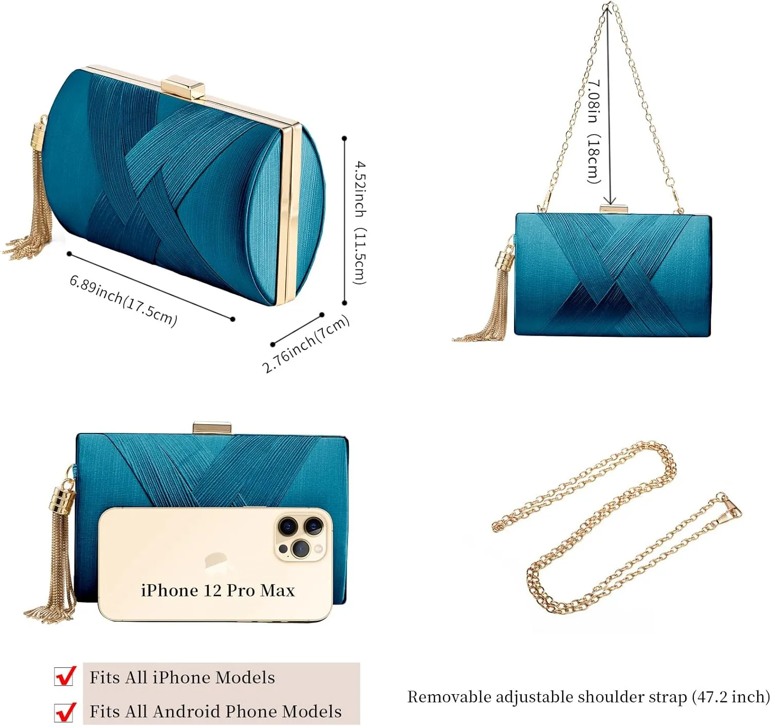 Clutch Purses For Women Tassel Evening Clutch bag Cross Body & Shoulder Bag For Wedding Night out Party